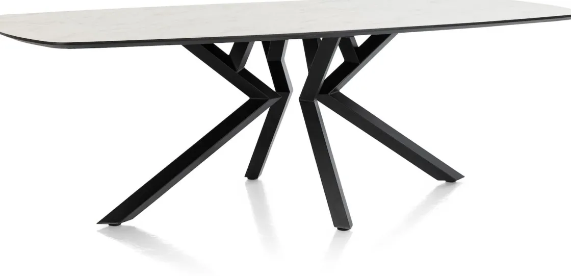 XOOON Masura ovale eettafel met zwarte metalen poot 240x110cm^ Tafelconfigurator|Eettafels