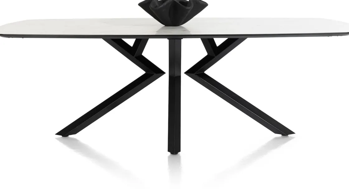 XOOON Masura ovale eettafel met zwarte metalen poot 240x110cm^ Tafelconfigurator|Eettafels