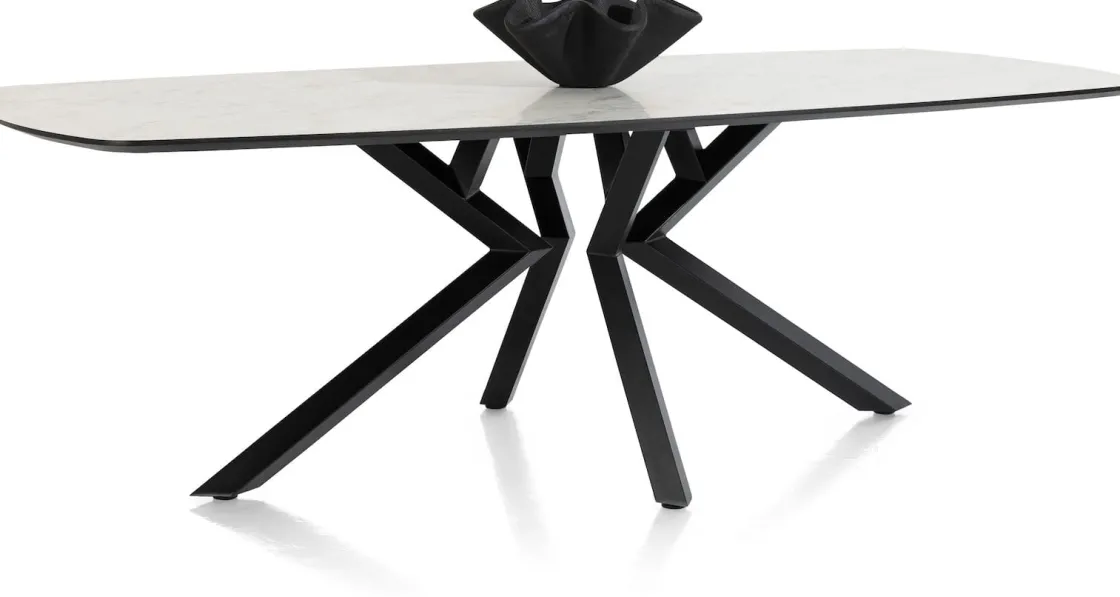 XOOON Masura ovale eettafel met zwarte metalen poot 240x110cm^ Tafelconfigurator|Eettafels