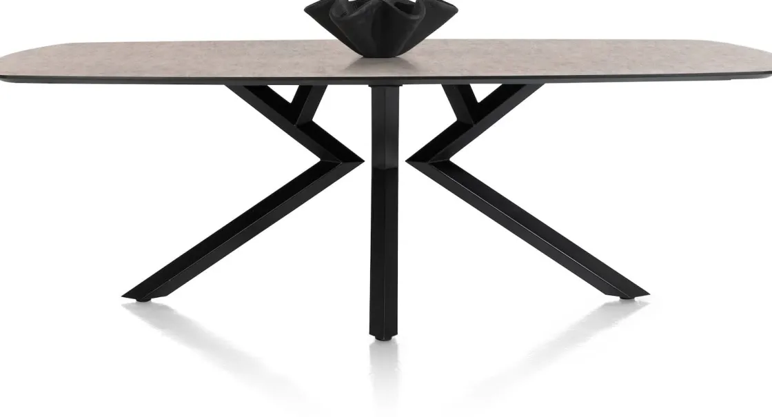 XOOON Masura ovale eettafel met zwarte metalen poot 240x110cm^ Tafelconfigurator|Eettafels