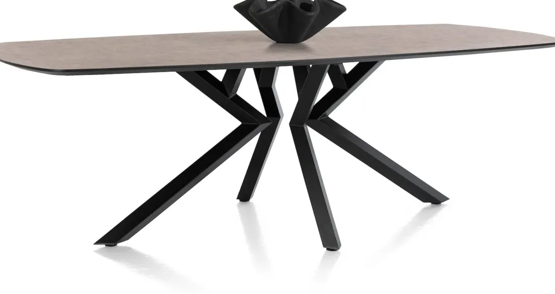 XOOON Masura ovale eettafel met zwarte metalen poot 240x110cm^ Tafelconfigurator|Eettafels