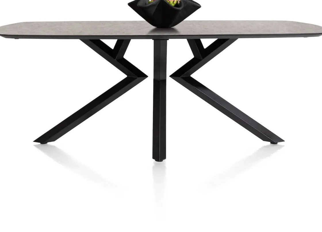 XOOON Masura ovale eettafel met zwarte metalen poot 200x105cm^ Tafelconfigurator|Eettafels