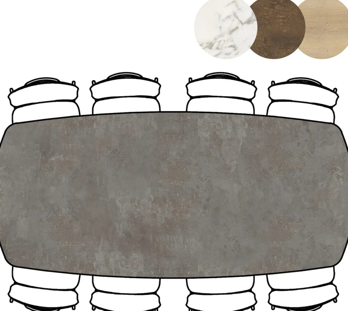 XOOON Masura ovale eettafel met zwarte metalen poot 240x110cm^ Tafelconfigurator|Eettafels