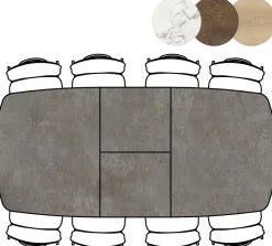XOOON Masura ovale uitschuiftafel met metalen poot 180(+60)x110cm^ Uitschuiftafels|Eettafels