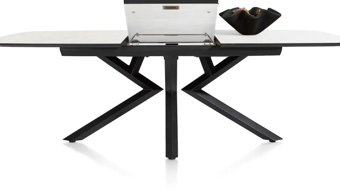 XOOON Masura ovale uitschuiftafel met metalen poot 180(+60)x110cm^ Uitschuiftafels|Eettafels