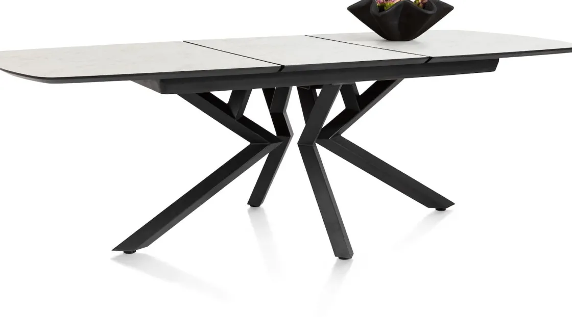 XOOON Masura ovale uitschuiftafel met metalen poot 180(+60)x110cm^ Uitschuiftafels|Eettafels