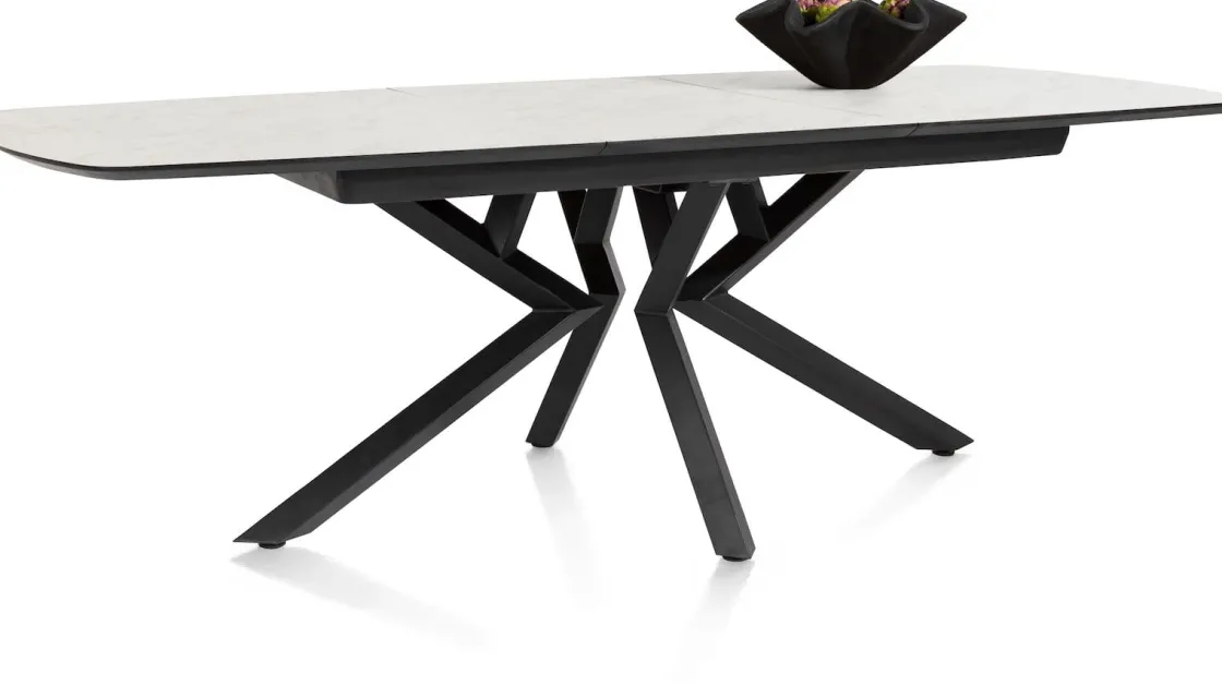 XOOON Masura ovale uitschuiftafel met metalen poot 180(+60)x110cm^ Uitschuiftafels|Eettafels