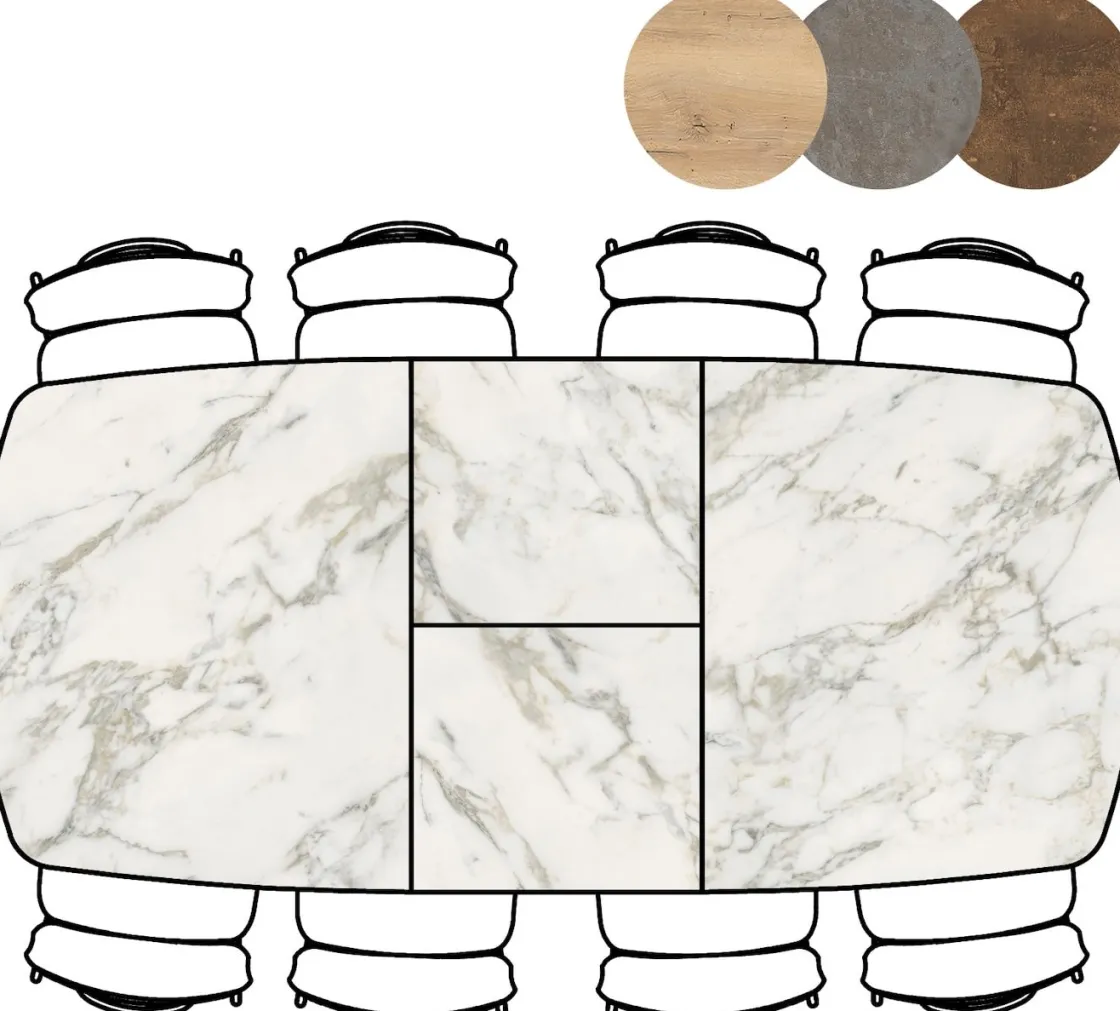 XOOON Masura ovale uitschuiftafel met metalen poot 180(+60)x110cm^ Uitschuiftafels|Eettafels