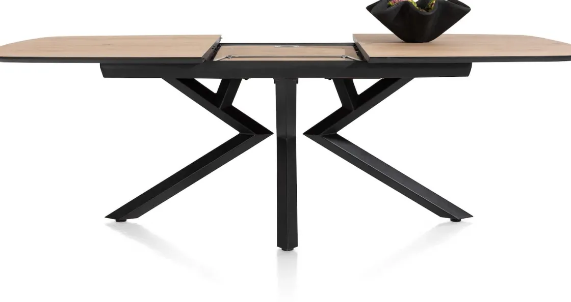 XOOON Masura ovale uitschuiftafel met metalen poot 180(+60)x110cm^ Uitschuiftafels|Eettafels