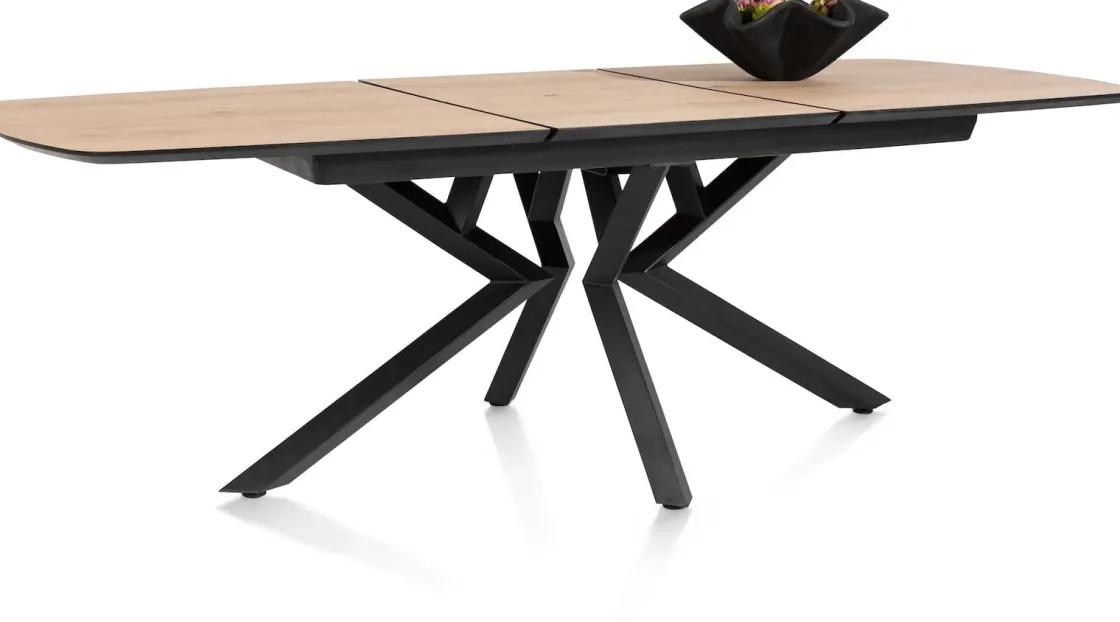 XOOON Masura ovale uitschuiftafel met metalen poot 180(+60)x110cm^ Uitschuiftafels|Eettafels