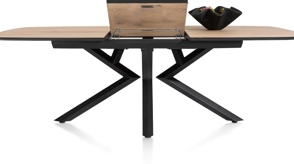 XOOON Masura ovale uitschuiftafel met metalen poot 180(+60)x110cm^ Uitschuiftafels|Eettafels