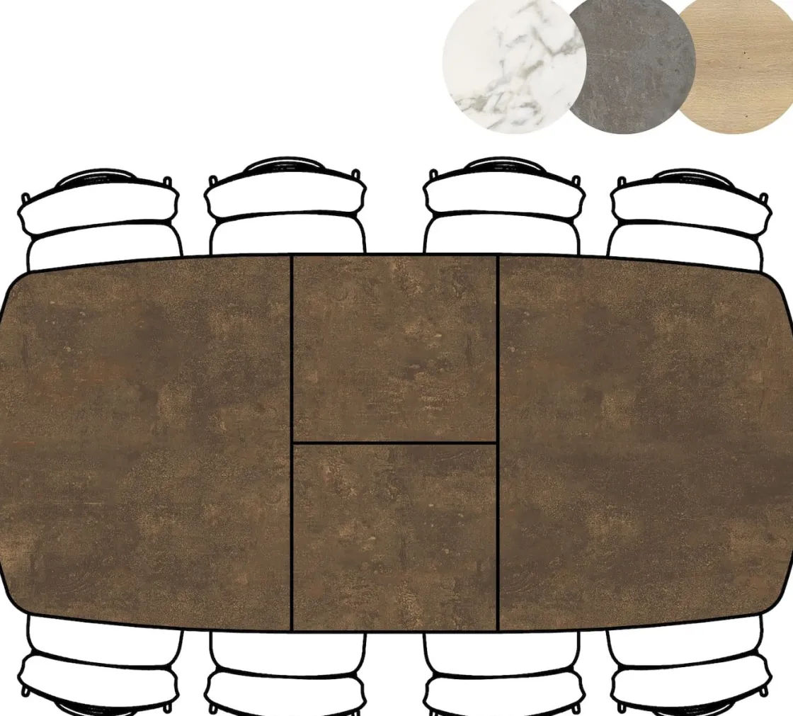 XOOON Masura ovale uitschuiftafel met metalen poot 180(+60)x110cm^ Uitschuiftafels|Eettafels