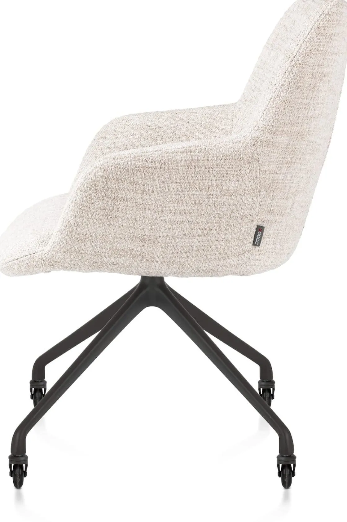 XOOON Mats, armstoel aluminium frame wielen rough off black - stof Luton - Creme^ Armstoelen