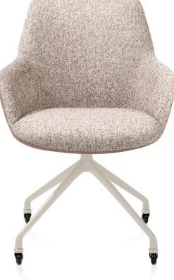 XOOON Mats, armstoel aluminium frame wielen creme - combi Pala cognac + Luton koper^ Armstoelen