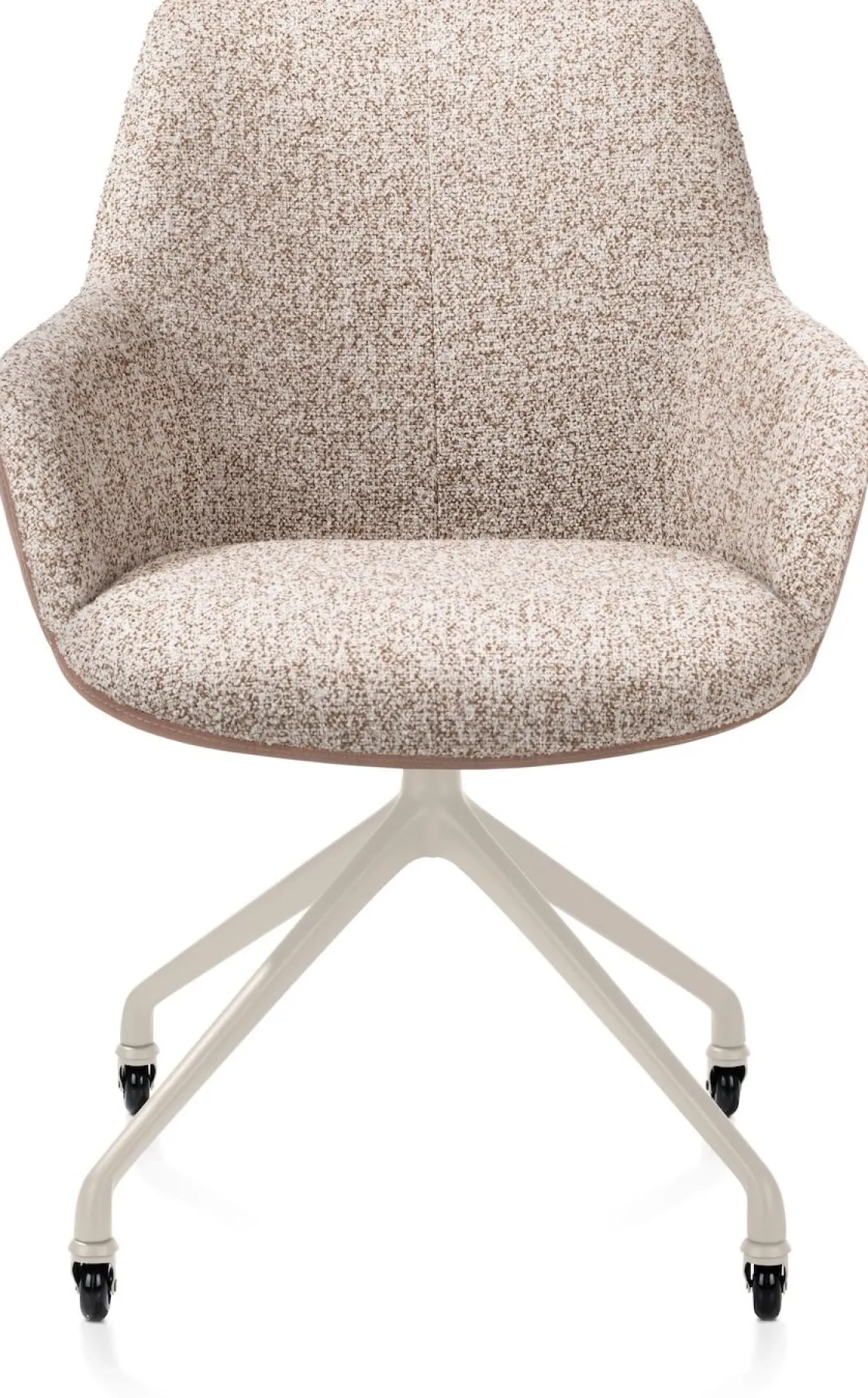 XOOON Mats, armstoel aluminium frame wielen creme - combi Pala cognac + Luton koper^ Armstoelen