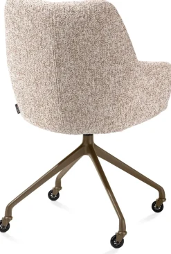 XOOON Mats, armstoel aluminium frame wielen steelbrown - stof Luton - koper^ Armstoelen