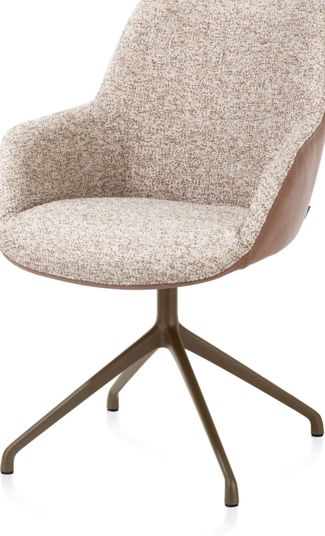 XOOON Mats, armstoel aluminium frame 4-poots - draaibaar steelbrown - Pala cognac + Luton koper^ Armstoelen