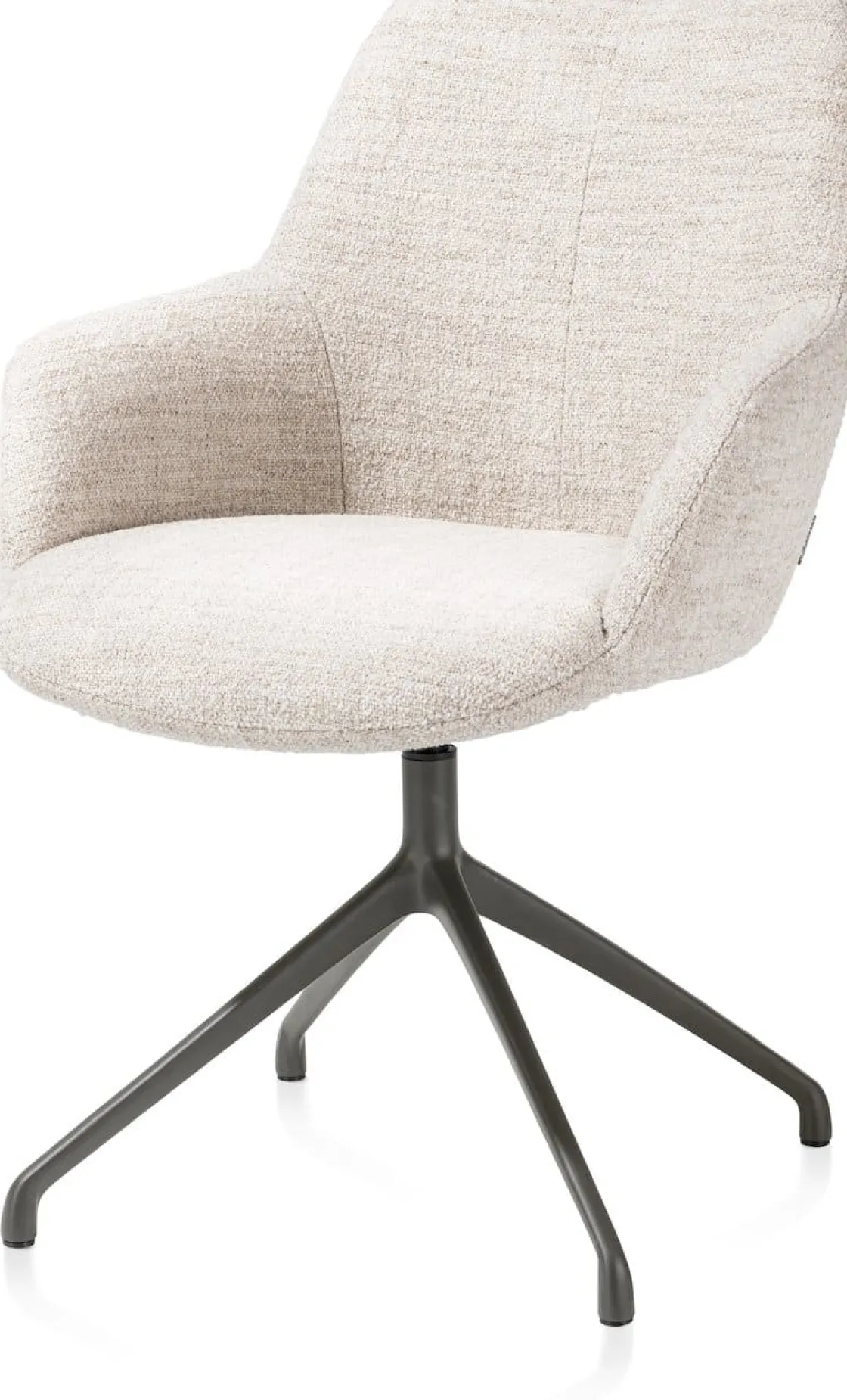 XOOON Mats, armstoel aluminium frame 4-poots - draaibaar grafiet - stof Luton - Creme^ Armstoelen