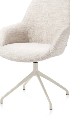 XOOON Mats, armstoel aluminium frame 4-poots - draaibaar creme - stof Luton - Creme^ Armstoelen