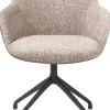 XOOON Mats, armstoel aluminium frame 4-poots - draaibaar rough off black - combi Pala cognac + Luton koper^ Armstoelen