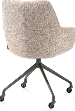XOOON Mats, armstoel aluminium frame wielen grafiet - stof Luton crème - koper^ Armstoelen