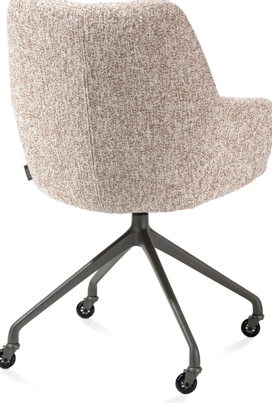 XOOON Mats, armstoel aluminium frame wielen grafiet - stof Luton crème - koper^ Armstoelen