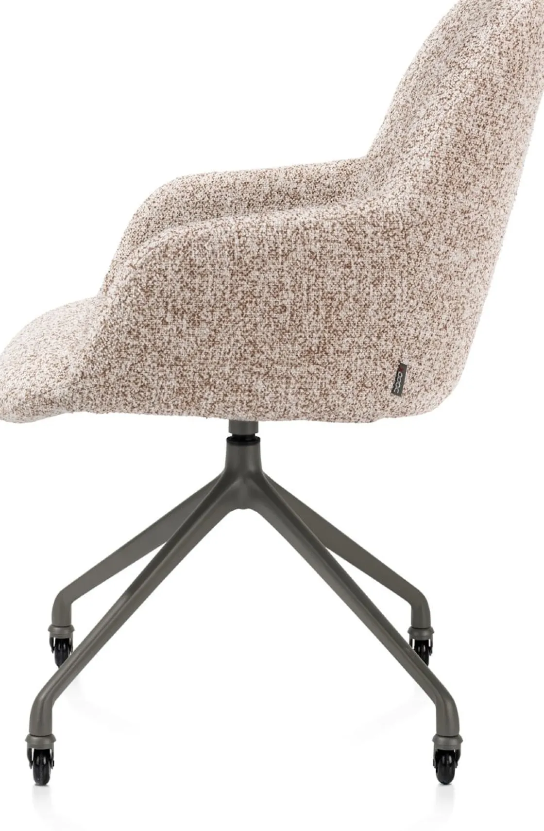 XOOON Mats, armstoel aluminium frame wielen grafiet - stof Luton crème - koper^ Armstoelen
