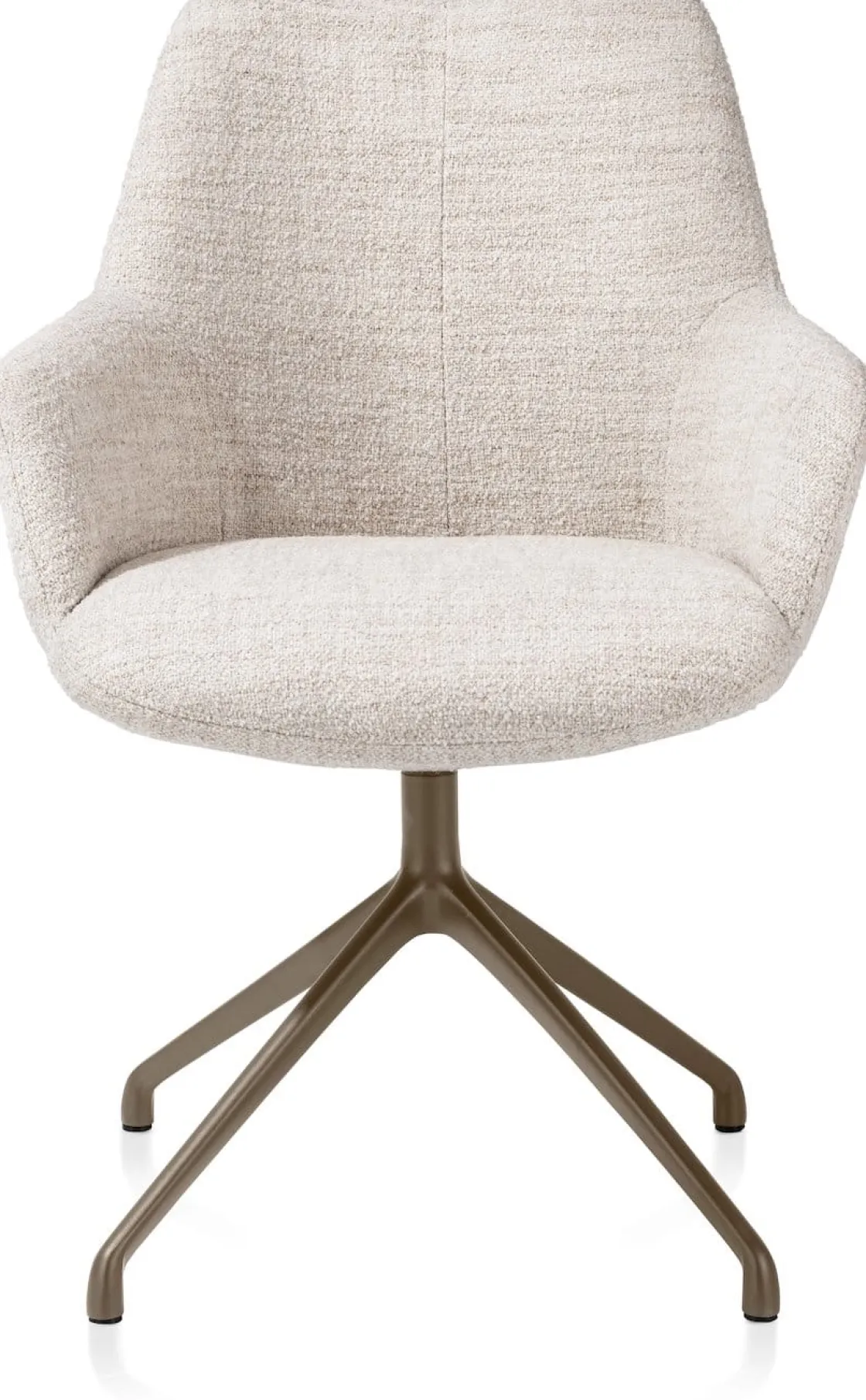XOOON Mats, armstoel aluminium frame 4-poots - draaibaar steelbrown - stof Luton - Creme^ Armstoelen