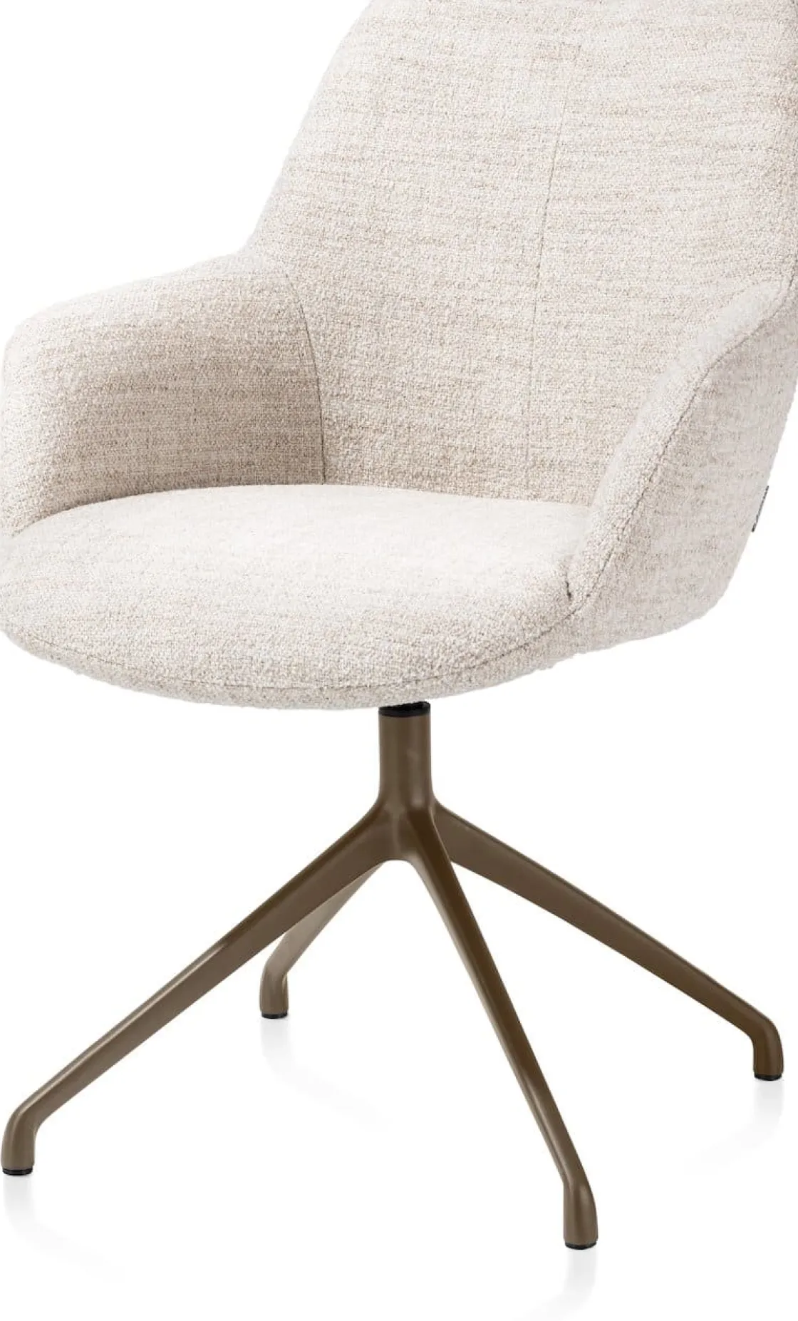 XOOON Mats, armstoel aluminium frame 4-poots - draaibaar steelbrown - stof Luton - Creme^ Armstoelen