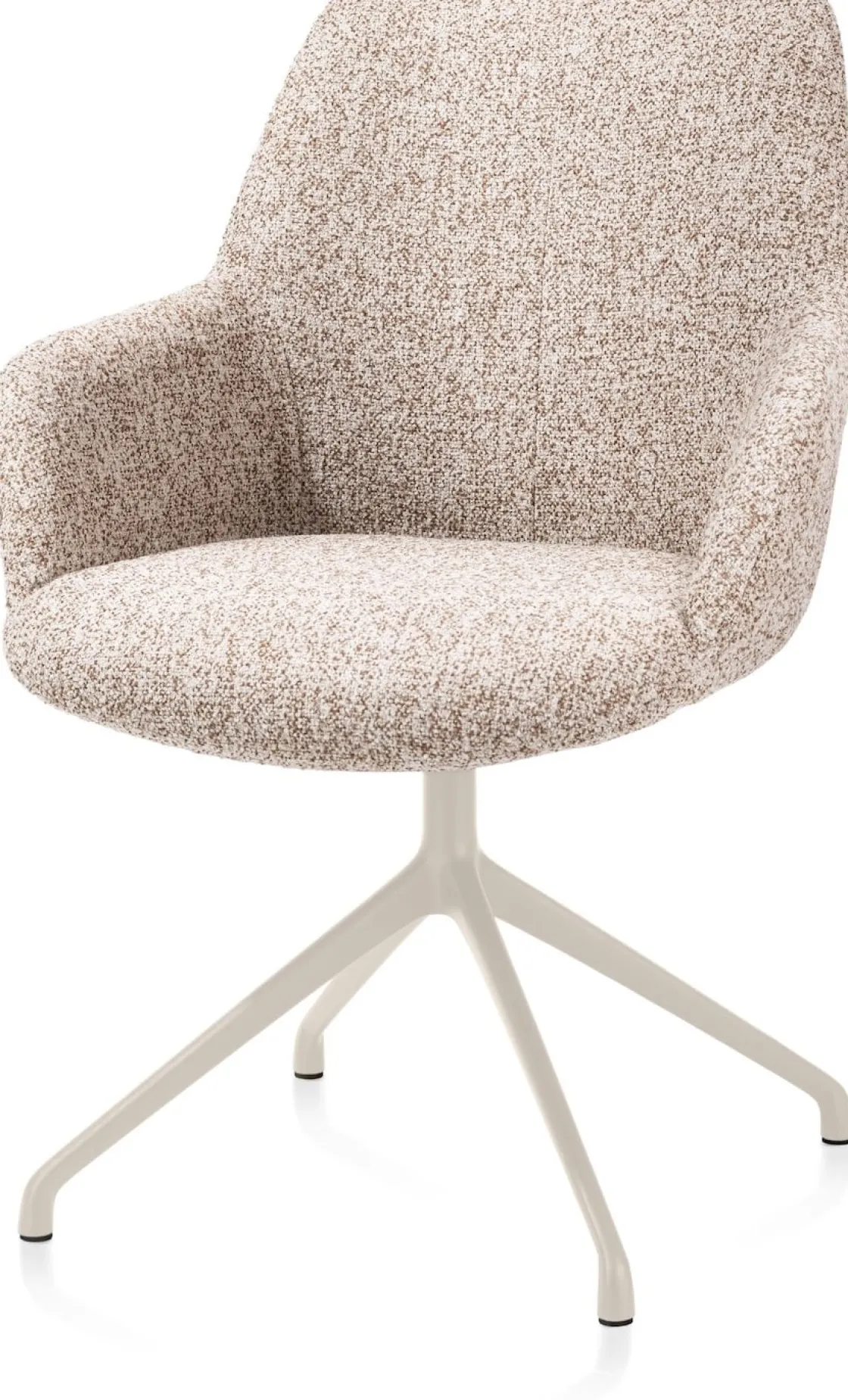 XOOON Mats, armstoel aluminium frame 4-poots - draaibaar creme - stof Luton - koper^ Armstoelen