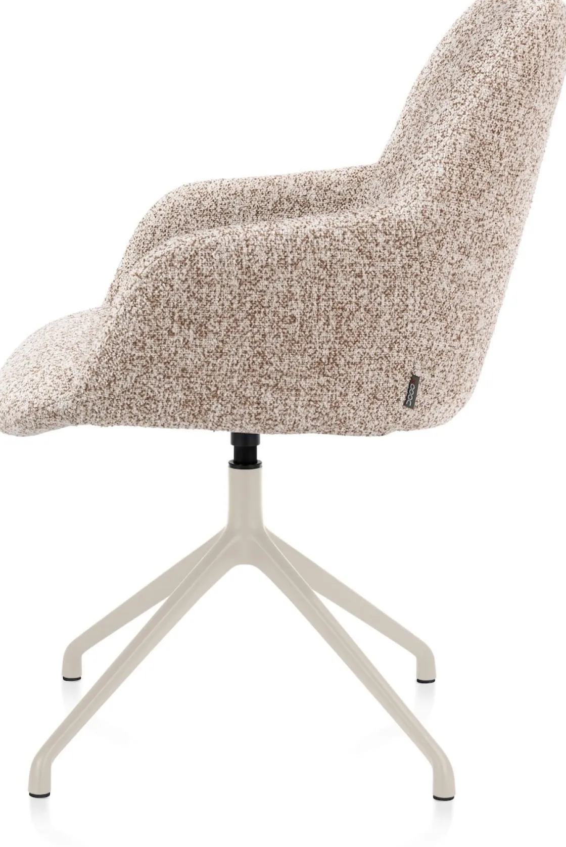 XOOON Mats, armstoel aluminium frame 4-poots - draaibaar creme - stof Luton - koper^ Armstoelen