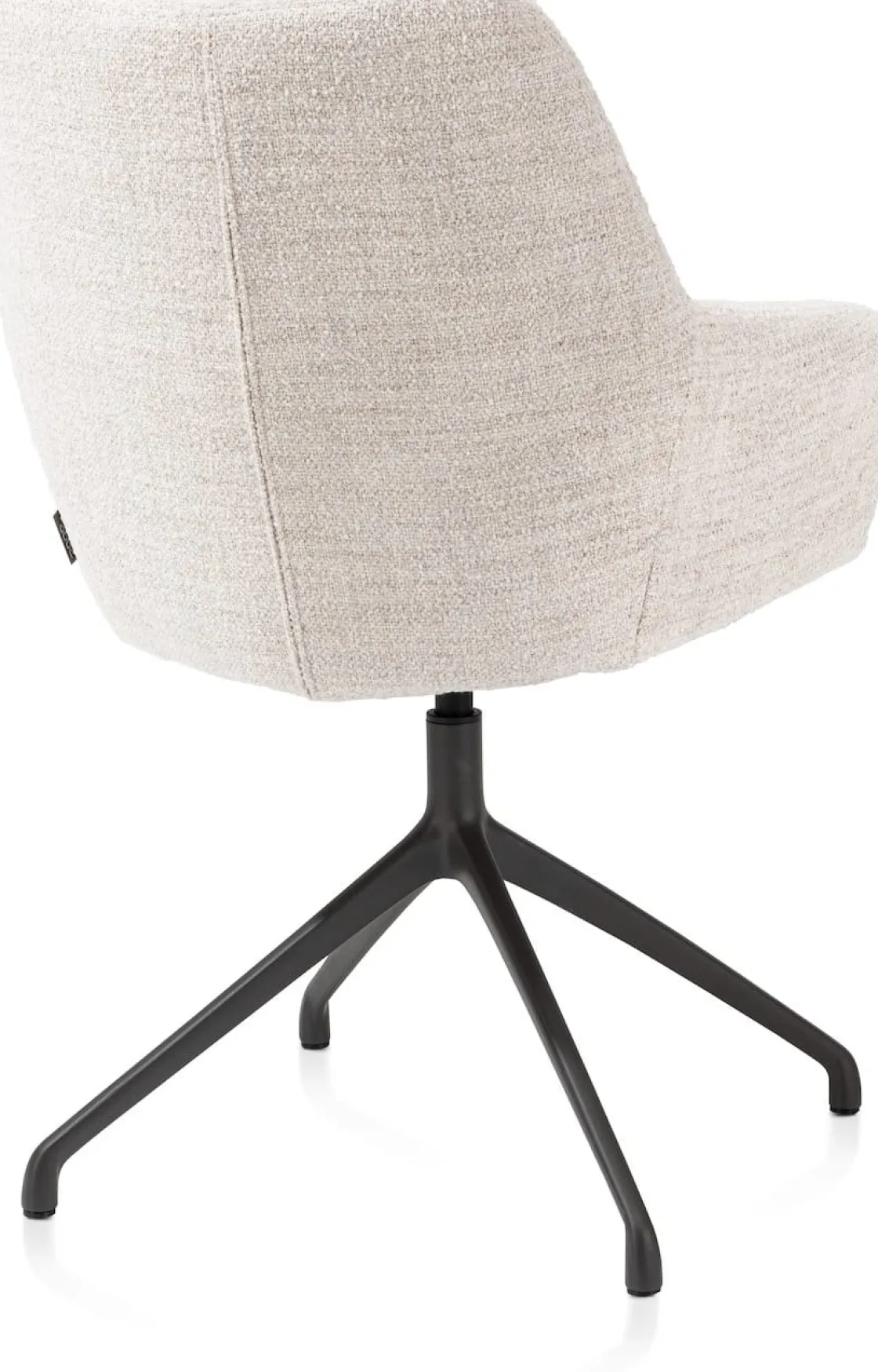 XOOON Mats, armstoel aluminium frame 4-poots - draaibaar rough off black - stof Luton - Creme^ Armstoelen