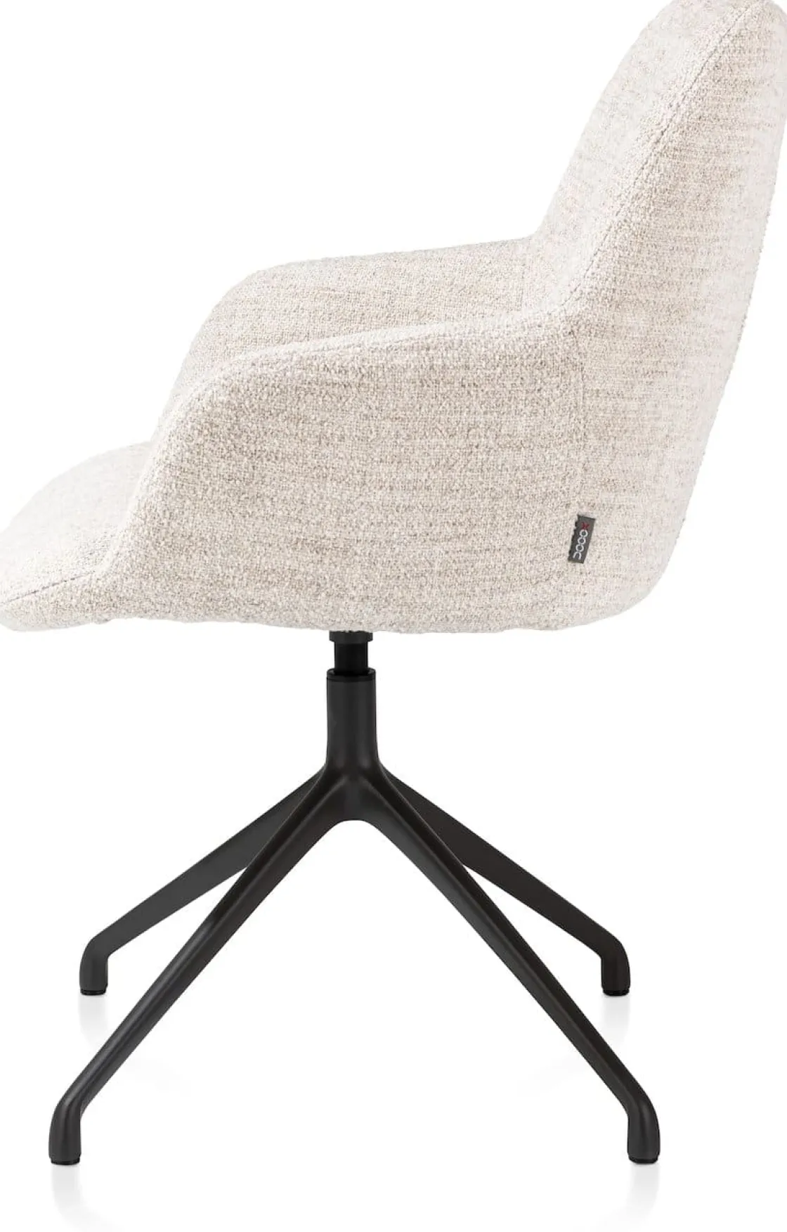 XOOON Mats, armstoel aluminium frame 4-poots - draaibaar rough off black - stof Luton - Creme^ Armstoelen