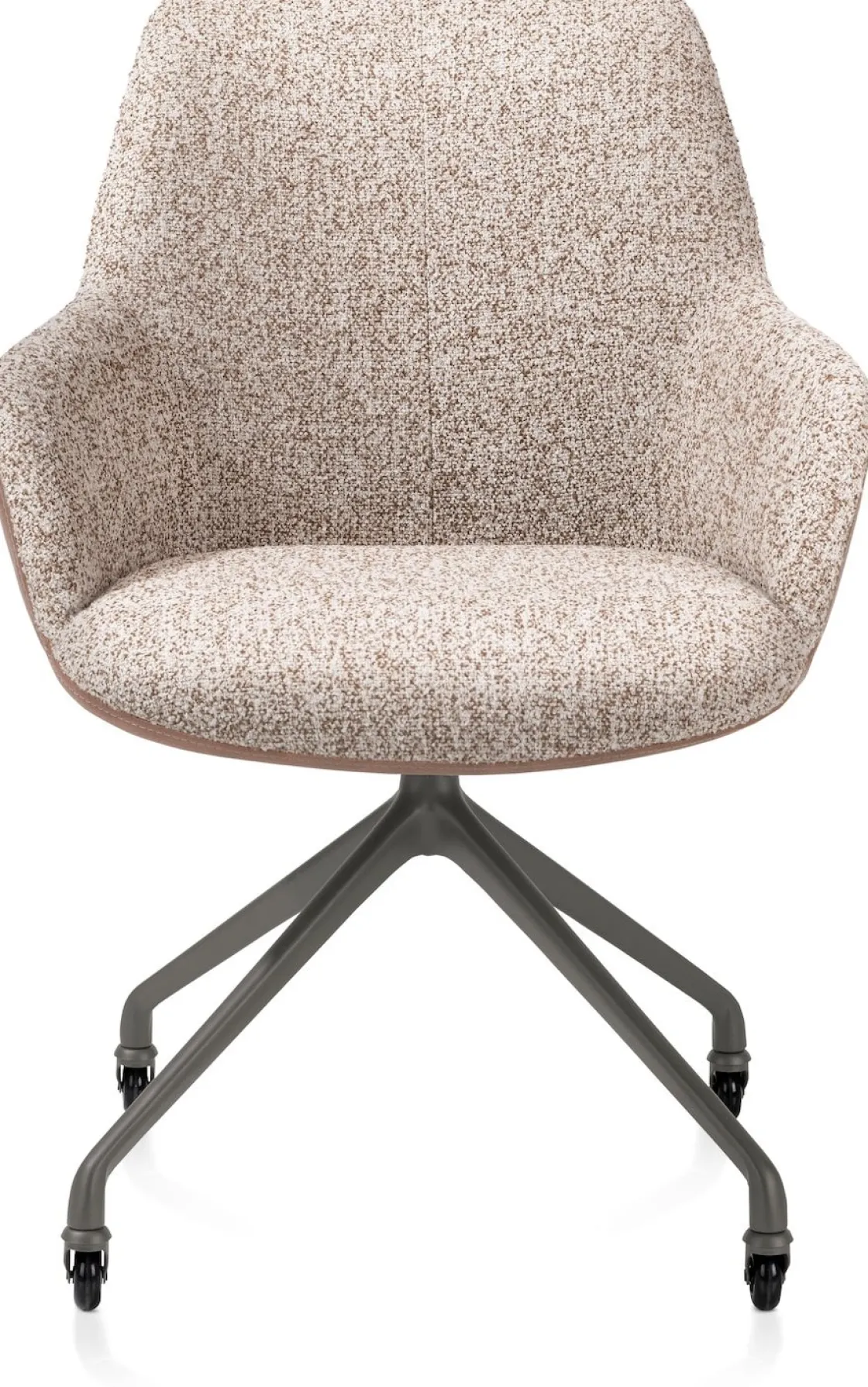 XOOON Mats, armstoel aluminium frame wielen grafiet - combi Pala cognac + Luton koper^ Armstoelen
