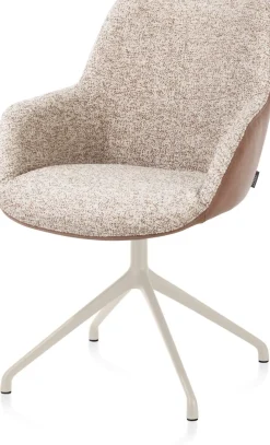 XOOON Mats, armstoel aluminium frame 4-poots - draaibaar creme - Pala cognac + Luton koper^ Armstoelen