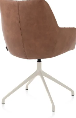 XOOON Mats, armstoel aluminium frame 4-poots - draaibaar creme - Pala cognac + Luton koper^ Armstoelen