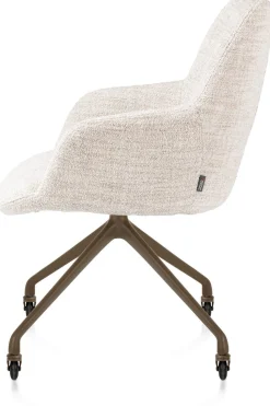 XOOON Mats, armstoel aluminium frame wielen steelbrown - stof Luton - Creme^ Armstoelen