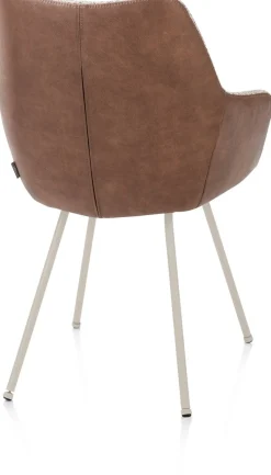 XOOON Mats, armstoel 4-poots - creme - combi Pala cognac + Luton koper^ Armstoelen