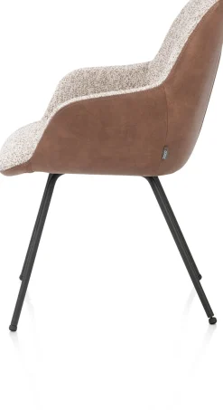XOOON Mats, armstoel 4-poots - grafiet - combi Pala cognac + Luton koper^ Armstoelen