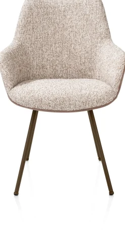 XOOON Mats, armstoel 4-poots - steelbrown - combi Pala cognac + Luton koper^ Armstoelen