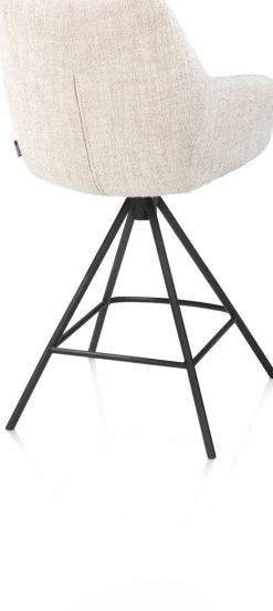 XOOON Mats, barstoel - metalen 4-pootjes - rough off black - Luton - Creme^ Barkrukken En Barstoelen