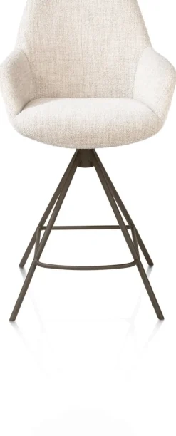 XOOON Mats, barstoel - metalen 4-pootjes - steelbrown - Luton - Creme^ Barkrukken En Barstoelen