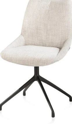 XOOON Mats, eetkamerstoel - draaibaar - rough off black - Luton - Creme^ Eetkamerstoelen