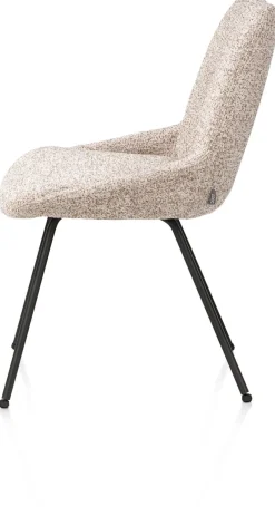 XOOON Mats, eetkamerstoel - 4-pootjes - rough off black - Luton - koper^ Eetkamerstoelen