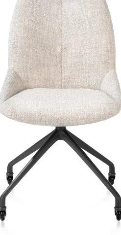 XOOON Mats, eetkamerstoel - wielen - grafiet - Luton - Creme^ Eetkamerstoelen