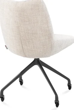 XOOON Mats, eetkamerstoel - wielen - grafiet - Luton - Creme^ Eetkamerstoelen