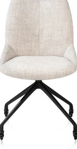 XOOON Mats, eetkamerstoel - wielen - rough off black - Luton - Creme^ Eetkamerstoelen