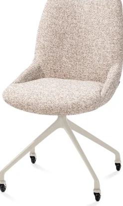 XOOON Mats, eetkamerstoel - wielen - creme - Luton - koper^ Eetkamerstoelen