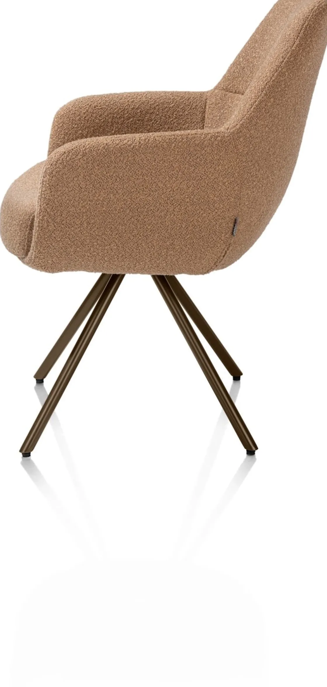 XOOON Mavis, armstoel met draaifunctie, incl. pocket, stof Cloudy, frame steel brown - Okergeel^ Armstoelen