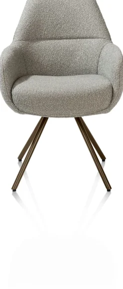 XOOON Mavis, armstoel met draaifunctie, incl. pocket, stof Cloudy, frame steel brown - Olijf^ Armstoelen